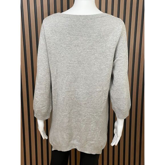 Anthropologie HWR Monogram Women's M Gray Tunic Button Tree Sweater Asymmetric‎ - Picture 2 of 10